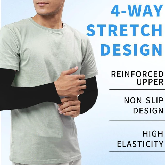 Alt view image 2 of 7 - 2 Pair Arm Seleeves for Men Women Sport Gaming Tattoo Volleyball Golf Basketball Baseball Gardening Forearm Compression Elbow Sleeves Sun UV Protection Arm Warmers Bands Protectors Cover(Black+White)