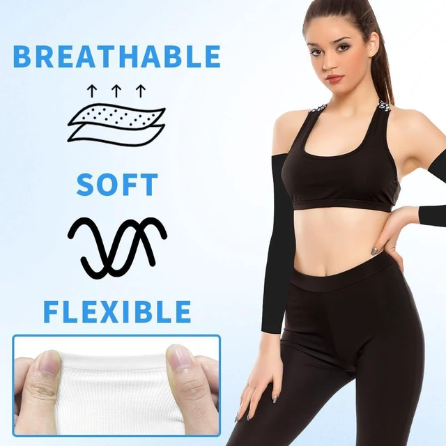 Alt view image 5 of 7 - 2 Pair Arm Seleeves for Men Women Sport Gaming Tattoo Volleyball Golf Basketball Baseball Gardening Forearm Compression Elbow Sleeves Sun UV Protection Arm Warmers Bands Protectors Cover(Black+White)