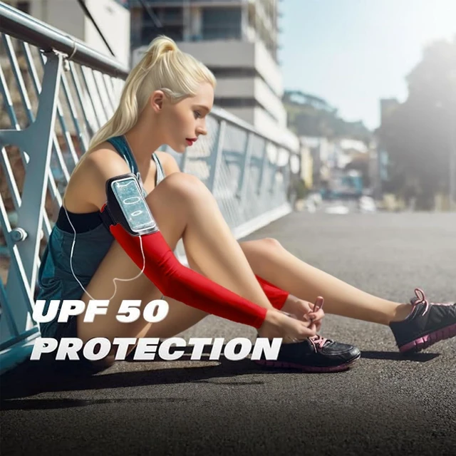Alt view image 5 of 6 - Arm Sleeves for Men and Women & UV Protection Cooling Baseball Arm Sleeves (Red)