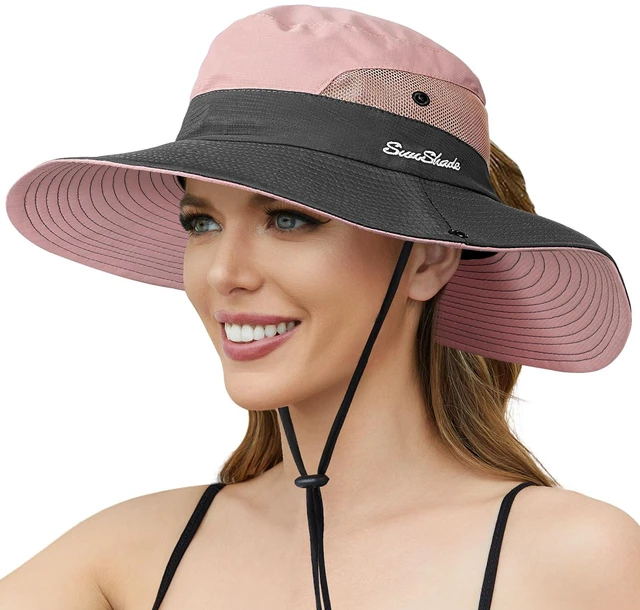 Main image of Womens Sun Hat with Ponytail Hole, UV Protection Foldable Beach Fishing Hat | UPF 50+ UV Protection, Breathable Mesh Panel, Adjustable Chin Strap, Foldable Easy Storage, Perfect for Beach & Hiking