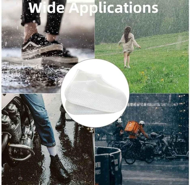Alt view image 2 of 6 - 1 Pairs White Shoe Covers Waterproof Silicone Rain Shoe Covers Hard Sole Version Non Slip Reusable Shoe Covers for Women and Men 40-44