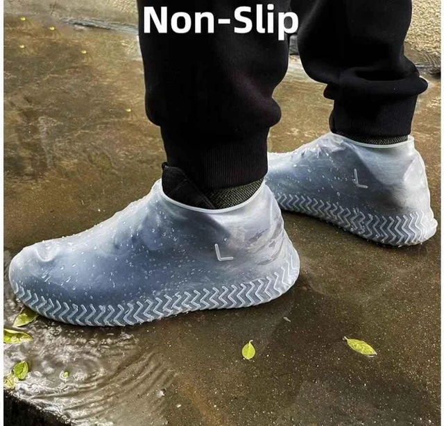 Alt view image 4 of 6 - 1 Pairs White Shoe Covers Waterproof Silicone Rain Shoe Covers Hard Sole Version Non Slip Reusable Shoe Covers for Women and Men 40-44