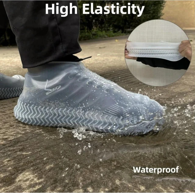 Alt view image 5 of 6 - 1 Pairs White Shoe Covers Waterproof Silicone Rain Shoe Covers Hard Sole Version Non Slip Reusable Shoe Covers for Women and Men 40-44