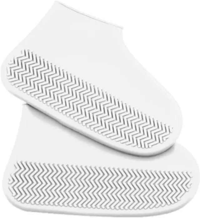 Alt view image 6 of 6 - 1 Pairs White Shoe Covers Waterproof Silicone Rain Shoe Covers Hard Sole Version Non Slip Reusable Shoe Covers for Women and Men 40-44