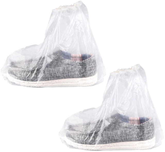 Alt view image 3 of 7 - 10 Pairs Waterproof Shoe Covers for Rain, Plastic Overshoes Outdoor Boot Protector Non-Slip Rain Shoe Covers for Women Men Outdoor Use (Transparent)