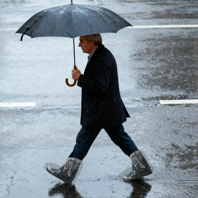 Alt view image 6 of 7 - 10 Pairs Waterproof Shoe Covers for Rain, Plastic Overshoes Outdoor Boot Protector Non-Slip Rain Shoe Covers for Women Men Outdoor Use (Transparent)