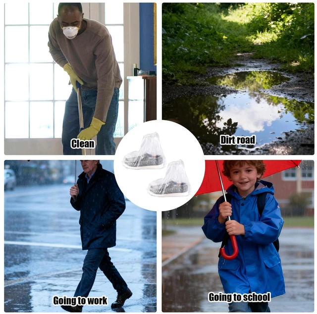 Alt view image 7 of 7 - 10 Pairs Waterproof Shoe Covers for Rain, Plastic Overshoes Outdoor Boot Protector Non-Slip Rain Shoe Covers for Women Men Outdoor Use (Transparent)