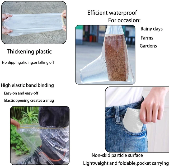 Alt view image 5 of 7 - Thick Disposable Waterproof Shoe Covers 10Packs Non-Slip Rain Shoe Covers | Extra-thick Tear-resistant Plastic Shoe Booties Covers for Women Men,Non-slip Textured Soles,Ideal for Rain,Mud,Gardening
