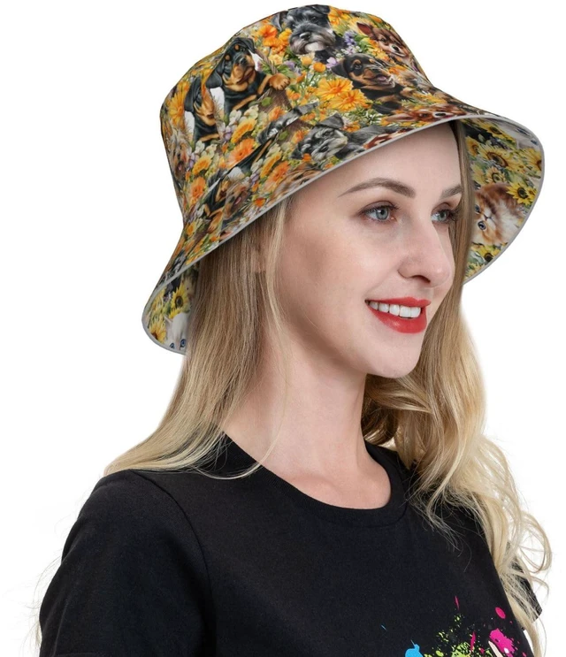 Alt view image 6 of 7 - Cat Bucket Hat Packable Reversible Cap with Dog for Womens Gifts | Dogs Bucket Hat for Women Packable Reversible Summer Hats Fisherman Cap with Cats on it Outdoor Travel Beach Cap