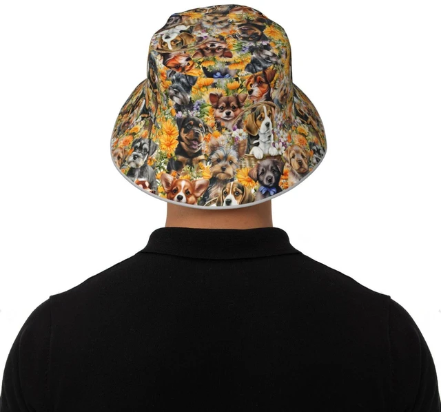 Alt view image 7 of 7 - Cat Bucket Hat Packable Reversible Cap with Dog for Womens Gifts | Dogs Bucket Hat for Women Packable Reversible Summer Hats Fisherman Cap with Cats on it Outdoor Travel Beach Cap