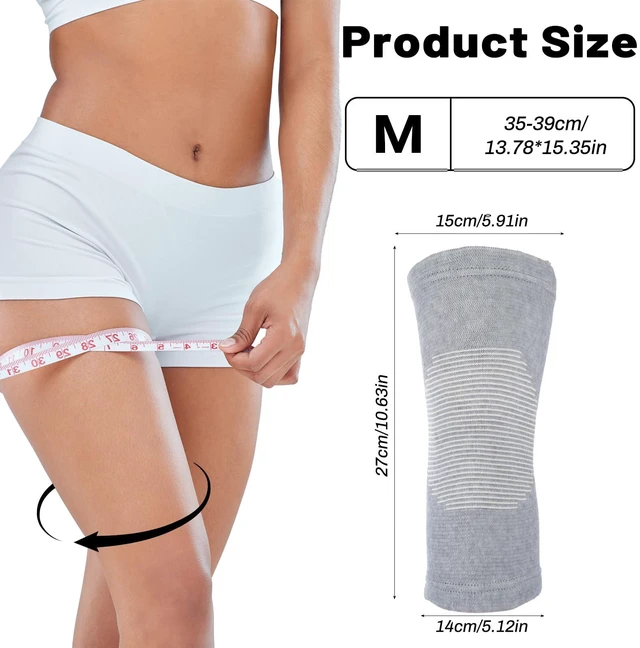 Alt view image 3 of 7 - Bamboo Knee Sleeve, Breathable Compress Bamboo Knee Sleeves | Elastic Warm Knees Brace Relieve Knees Pain Leg Sleeves for Women Men Running Volleyball Gym Weightlifting(Medium)