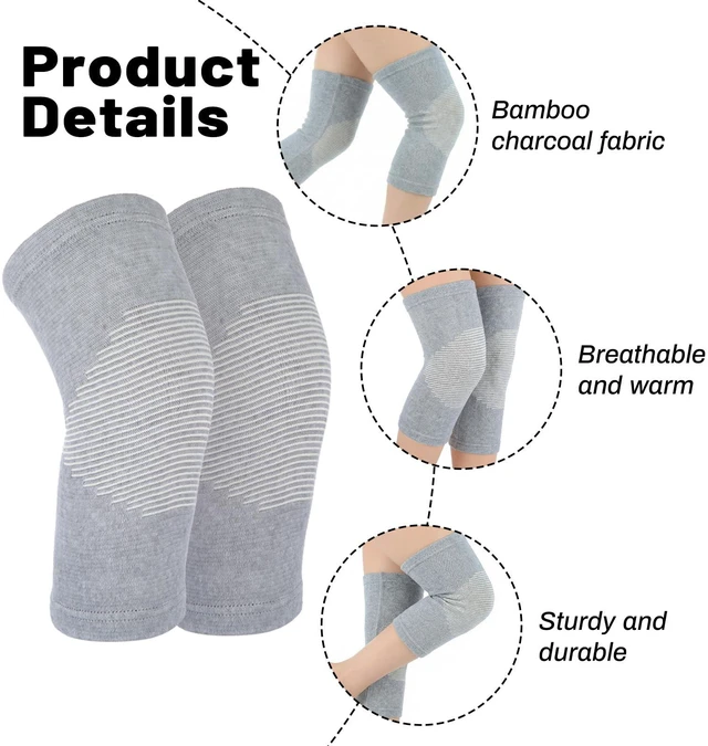 Alt view image 4 of 7 - Bamboo Knee Sleeve, Breathable Compress Bamboo Knee Sleeves | Elastic Warm Knees Brace Relieve Knees Pain Leg Sleeves for Women Men Running Volleyball Gym Weightlifting(Medium)