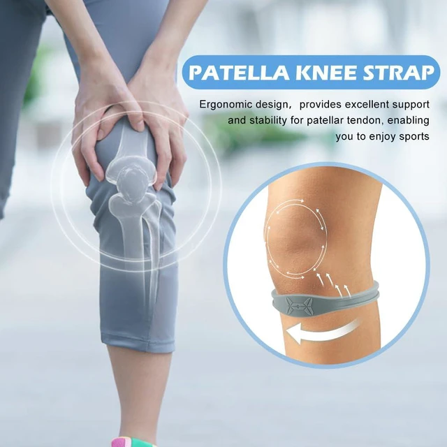 Alt view image 4 of 7 - 2 Pack Knee Strap Patella Support Band, Silicone Compression Brace | 360° Patellar Tendon Band for Jumpers Knee, Tendonitis, Basketball, Running & Hiking - Anti-Slip, One Size Fits Men & Women
