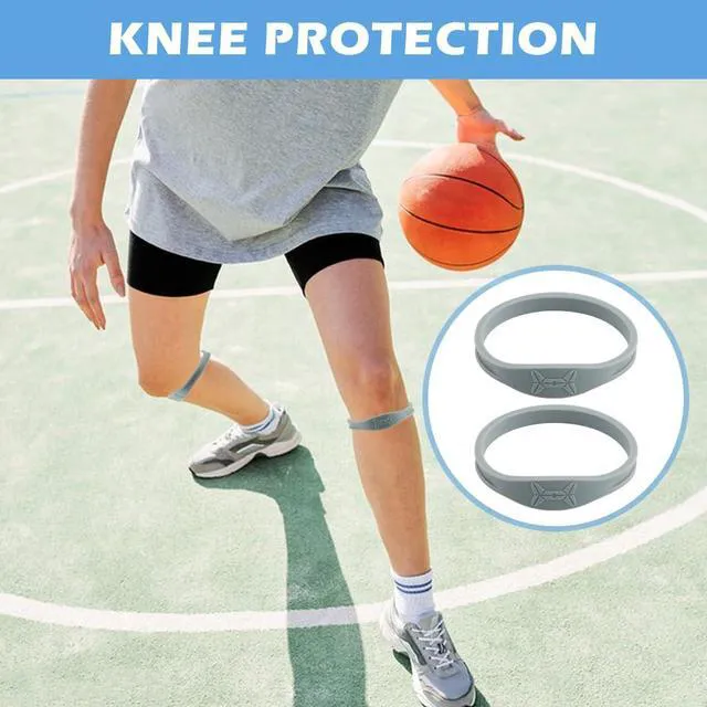 Alt view image 6 of 7 - 2 Pack Knee Strap Patella Support Band, Silicone Compression Brace | 360° Patellar Tendon Band for Jumpers Knee, Tendonitis, Basketball, Running & Hiking - Anti-Slip, One Size Fits Men & Women