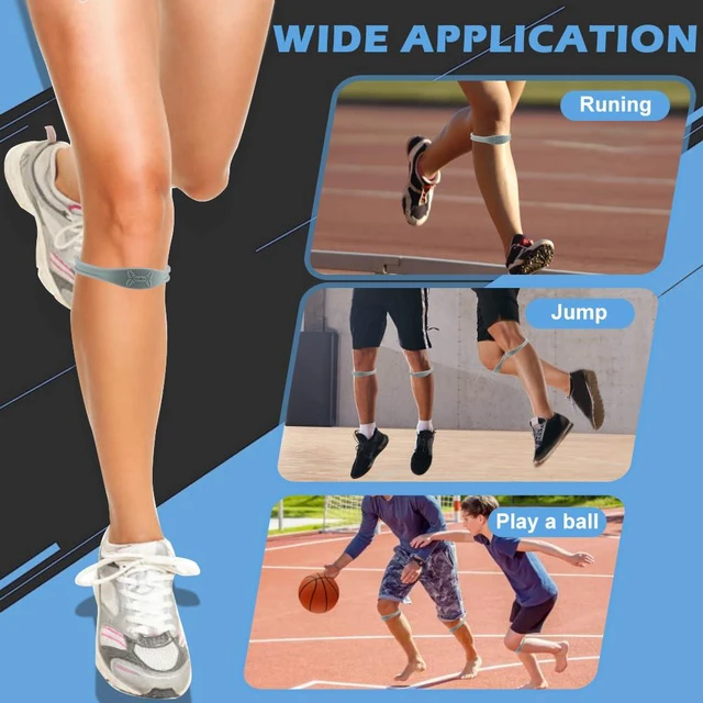 Alt view image 7 of 7 - 2 Pack Knee Strap Patella Support Band, Silicone Compression Brace | 360° Patellar Tendon Band for Jumpers Knee, Tendonitis, Basketball, Running & Hiking - Anti-Slip, One Size Fits Men & Women