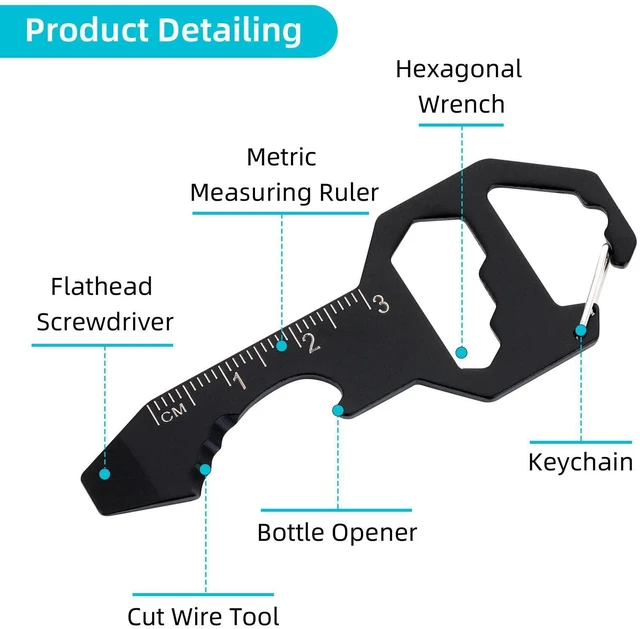 Alt view image 4 of 7 - Keychain Bottle Opener Multi Tool, 2 Pcs 6-in-1 Keychain Pocket Tool for Bottle Opener, Screwdriver, Ruler, Wrench, Bit Driver, File Perfect Gifts for Boyfriends Husband Father