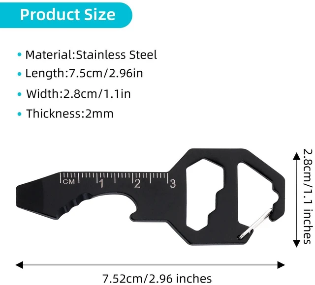 Alt view image 7 of 7 - Keychain Bottle Opener Multi Tool, 2 Pcs 6-in-1 Keychain Pocket Tool for Bottle Opener, Screwdriver, Ruler, Wrench, Bit Driver, File Perfect Gifts for Boyfriends Husband Father