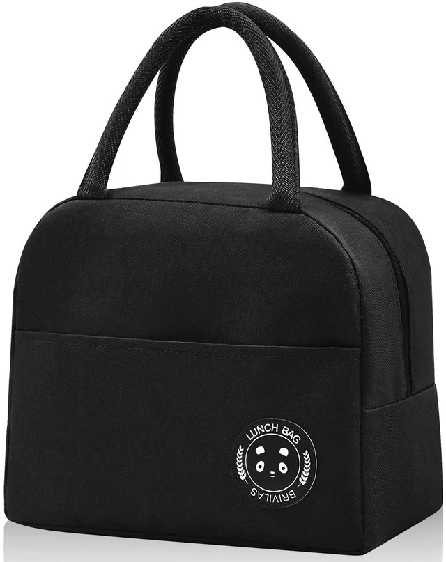 Main image of Insulated Lunch Bag for Men Women, Small Portable Reusable Lunch Cooler Tote Bag, Leakproof Thermal Lunch Box for Work Picnic Travel, Black