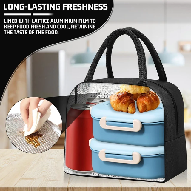 Alt view image 2 of 7 - Insulated Lunch Bag for Men Women, Small Portable Reusable Lunch Cooler Tote Bag, Leakproof Thermal Lunch Box for Work Picnic Travel, Black