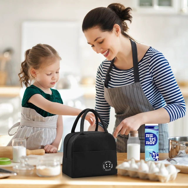 Alt view image 6 of 7 - Insulated Lunch Bag for Men Women, Small Portable Reusable Lunch Cooler Tote Bag, Leakproof Thermal Lunch Box for Work Picnic Travel, Black