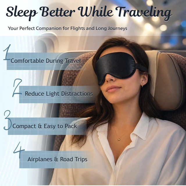 Alt view image 5 of 7 - Blackout Sleep Eye Mask with Adjustable Strap for Men & Women