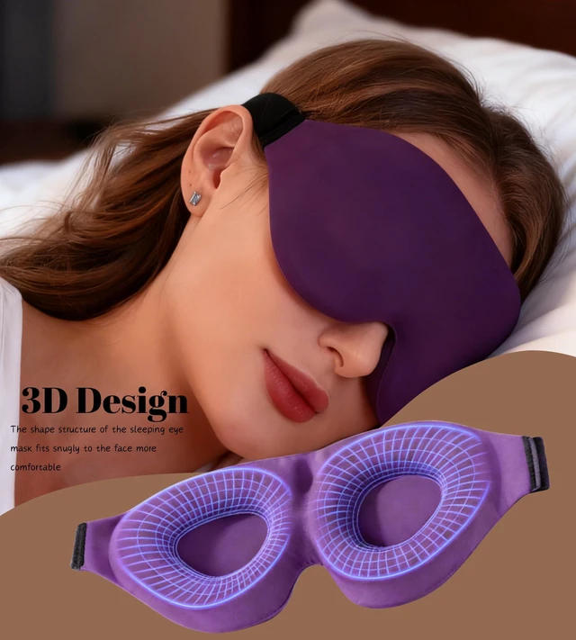 Alt view image 2 of 5 - Sleep Mask for Women Men Comfortable Blockout Soft 3D Padded Eye Mask for Sleeping Side Sleeper Friendly Purple