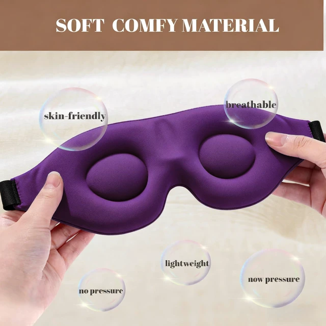Alt view image 3 of 5 - Sleep Mask for Women Men Comfortable Blockout Soft 3D Padded Eye Mask for Sleeping Side Sleeper Friendly Purple