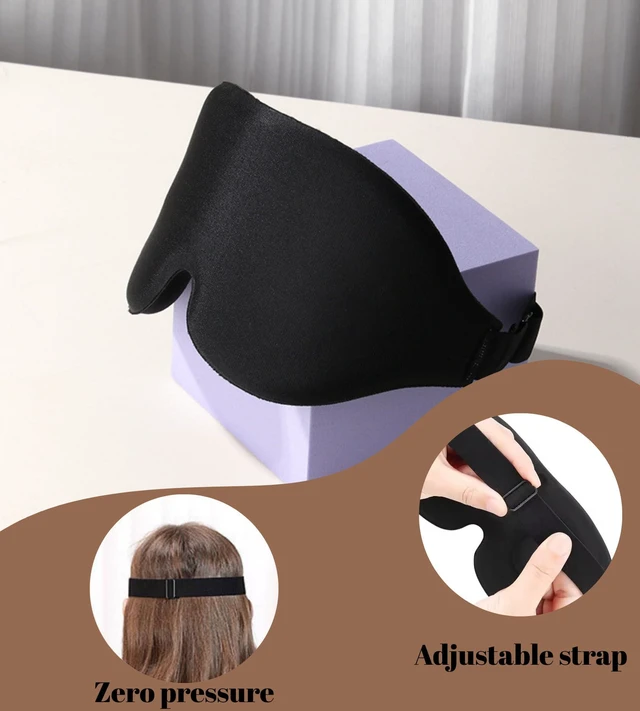 Alt view image 5 of 5 - Sleep Mask for Women Men Comfortable Blockout Soft 3D Padded Eye Mask for Sleeping Side Sleeper Friendly Purple