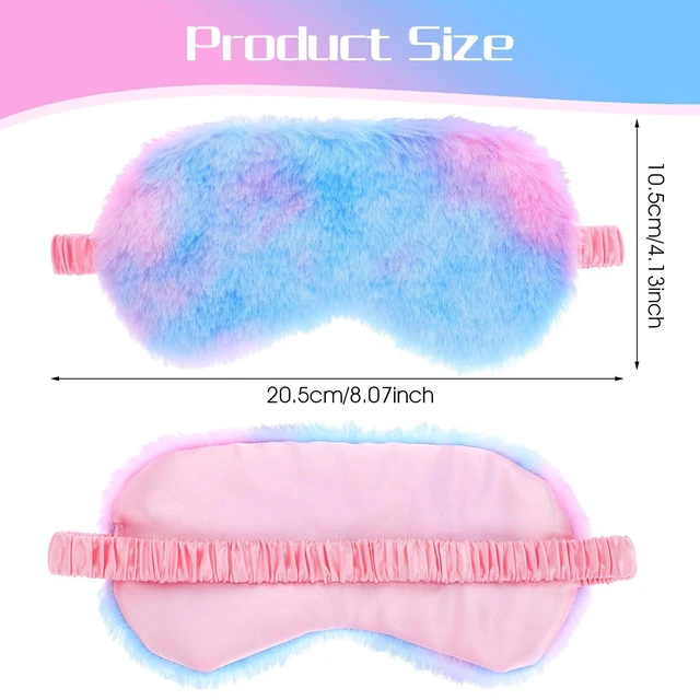 Alt view image 3 of 7 - 2pcs Toddler Sleep Mask, Kids Sleep Masks Girls, Comfortable Plush Blindfold Satin Back Rainbow Faux Fur Sleeping Masks for Kids Women Men Travel Nap,Colorful