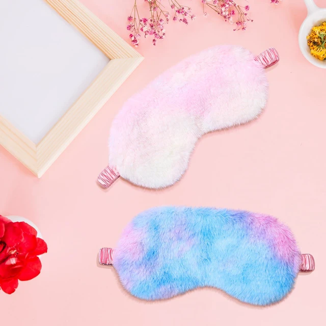 Alt view image 5 of 7 - 2pcs Toddler Sleep Mask, Kids Sleep Masks Girls, Comfortable Plush Blindfold Satin Back Rainbow Faux Fur Sleeping Masks for Kids Women Men Travel Nap,Colorful