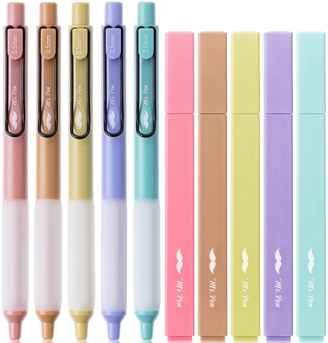 Main image of Aesthetic Highlighters and Gel Pens, 10 Pack | Morandi Colors Bible Highlighters No Bleed, Morandi Ink Gel Pens, Fast Dry and No Smear for Bible Journaling, Planner