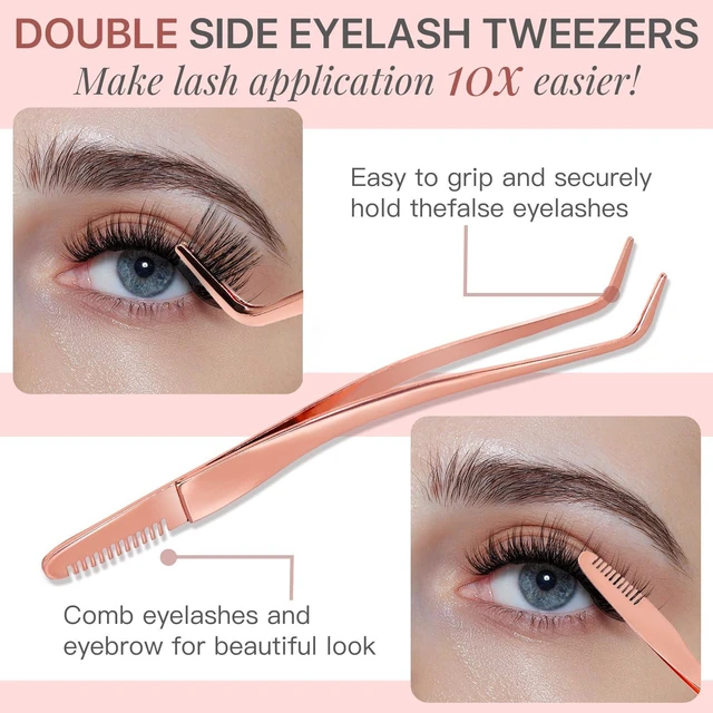 Alt view image 2 of 7 - Lash Applicator Tool with Comb, Curved Eyelash Tweezers for Precision Placement and Application, Stainless Steel Lash Tool for DIY Eyelash Extensions, Individual Clusters