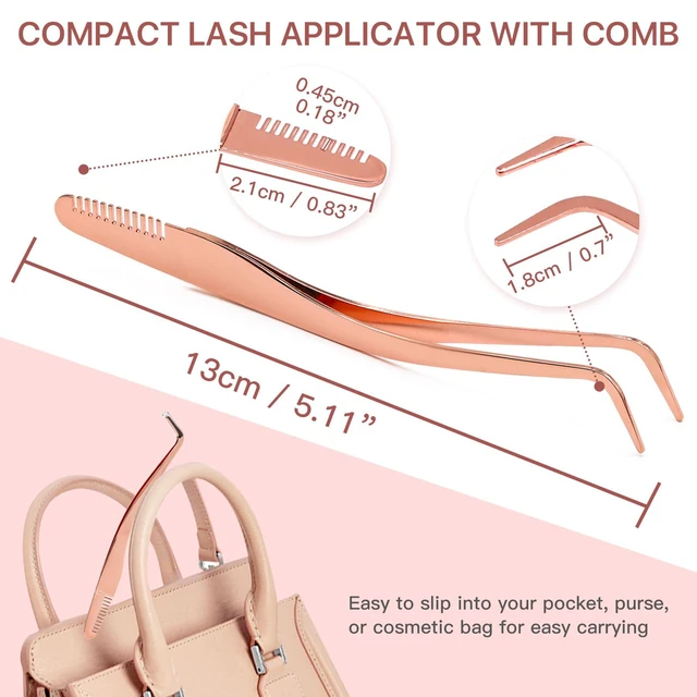 Alt view image 5 of 7 - Lash Applicator Tool with Comb, Curved Eyelash Tweezers for Precision Placement and Application, Stainless Steel Lash Tool for DIY Eyelash Extensions, Individual Clusters