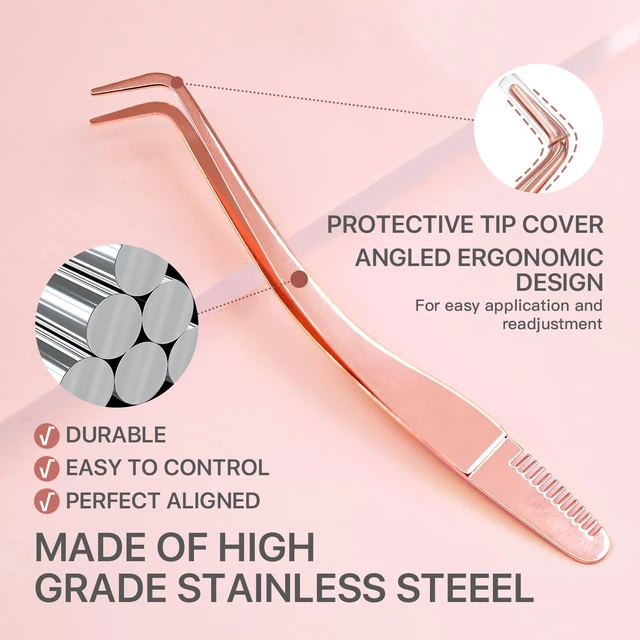 Alt view image 6 of 7 - Lash Applicator Tool with Comb, Curved Eyelash Tweezers for Precision Placement and Application, Stainless Steel Lash Tool for DIY Eyelash Extensions, Individual Clusters