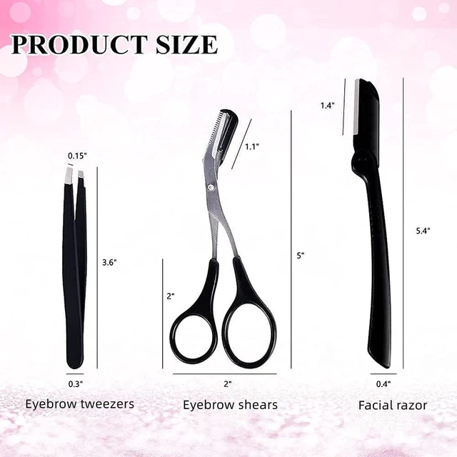 Alt view image 2 of 7 - 3-in-1 Eyebrow Scissors Kitfor Personal Facial Hair Removal,Multifunctional Ms. Exfoliating Beauty ToolIncludingEyebrow Comb Scissors, Hair Removal Tweezers,Eyebrow RazorBlack