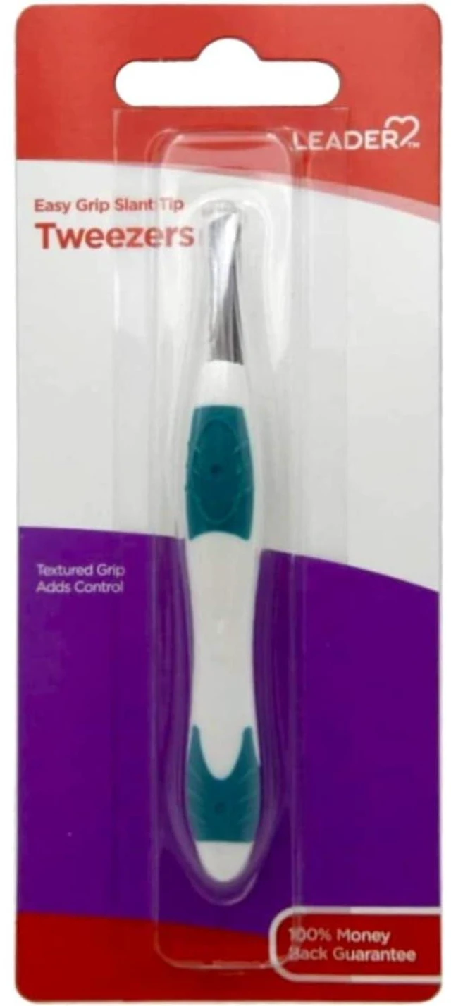 Alt view image 2 of 5 - Tweezers Slant Tip Precision, Easy Grip, Non-Slip Rubber, Stainless Steel, Great Precision for Eyebrows, Facial Hair, Splinter and Ingrown Hair Removal