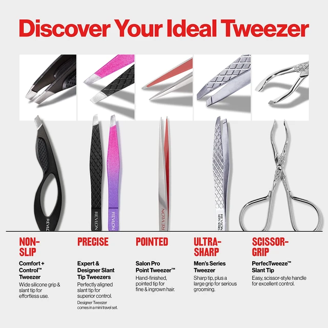 Alt view image 6 of 7 - PerfecTweeze Slant Tip Tweezer, Silver, 1 Count | Slant tip scissor tweezers for eyebrow shaping and hair removal with ergonomic stainless steel handle.