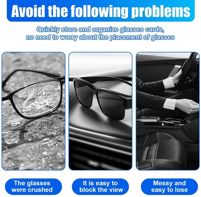 Alt view image 4 of 6 - 2PCS Glasses Holders for Car Sun Visor, Double-End Sunglasses Mount, 180 Degree Rotational Ticket Card Clip, Universal Auto Interior Eyeglasses Organizer Accessory for Most Cars (Black/Grey)