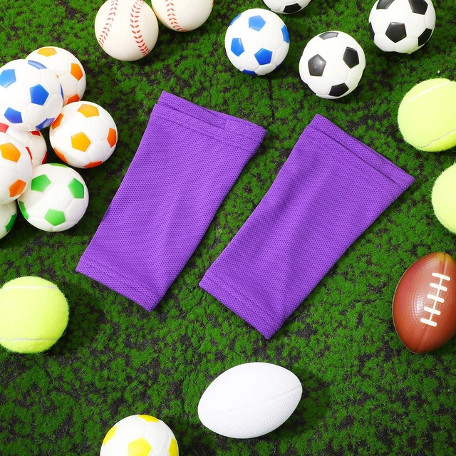 Alt view image 7 of 7 - Shin Guard Sleeves for Kids Youth Football Shin Guard Holders Compression Soccer Sleeve Socks with Pocket for Shin Pads Shin Guards for Kids Teenagers Adults Beginner(Purple,Medium)