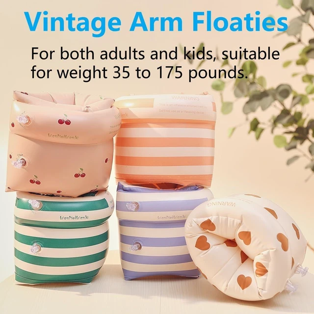 Alt view image 3 of 7 - 2-4 Pack Arm Floaties for Kids Adult - Vintage Striped Inflatable PVC Swimming Rings Pool Floats Arm Bands for Kids Adult Toddlers Children 3-5-6-12 Years (Blue)