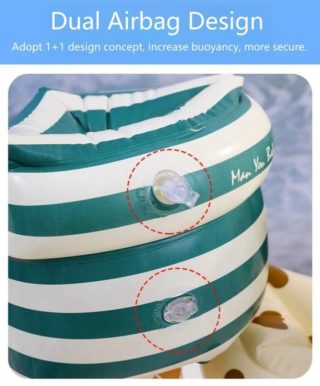 Alt view image 4 of 7 - 2-4 Pack Arm Floaties for Kids Adult - Vintage Striped Inflatable PVC Swimming Rings Pool Floats Arm Bands for Kids Adult Toddlers Children 3-5-6-12 Years (Blue)