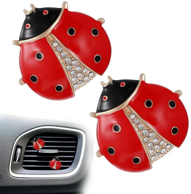 Main image of Ladybug Car Accessories, 2pcs Car Air Freshener Vent Clip, Cute Lady Bug | for Women, Red Rhinestone, Cars Decor, Gift