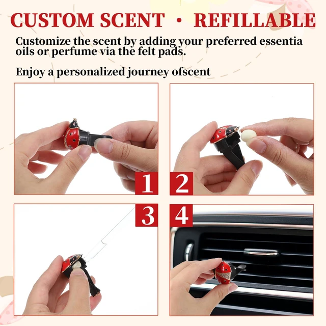 Alt view image 3 of 7 - Ladybug Car Accessories, 2pcs Car Air Freshener Vent Clip, Cute Lady Bug | for Women, Red Rhinestone, Cars Decor, Gift
