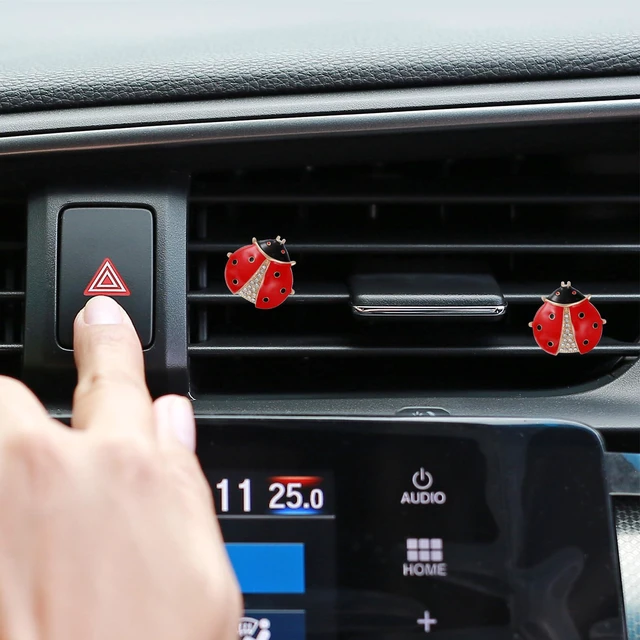 Alt view image 7 of 7 - Ladybug Car Accessories, 2pcs Car Air Freshener Vent Clip, Cute Lady Bug | for Women, Red Rhinestone, Cars Decor, Gift