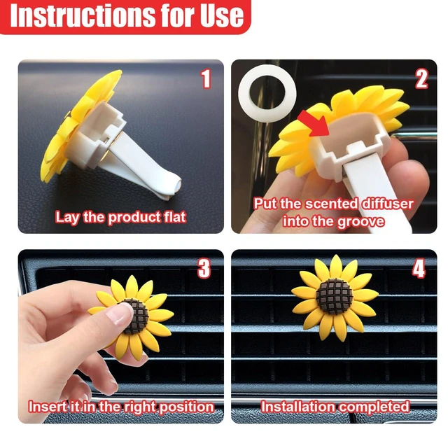 Alt view image 3 of 6 - Sunflower Air Vent Clip, Sunflower Car Air Decor, Car Air Vent Perfume Holder, Cute Car Clip Interior Air Vent Decoration, Fragrance Prensent Accessories for Women (2PCS)