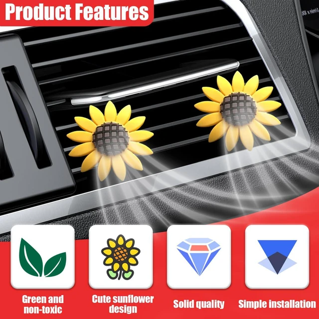 Alt view image 4 of 6 - Sunflower Air Vent Clip, Sunflower Car Air Decor, Car Air Vent Perfume Holder, Cute Car Clip Interior Air Vent Decoration, Fragrance Prensent Accessories for Women (2PCS)