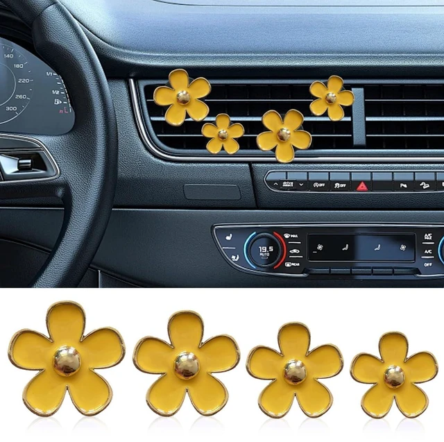 Main image of 4PCS Daisy Air Vent Clips, Cute Flower Air Clip, Car Air Conditioning Outlet Clip, Car Diffuser Vent Clip Charm, Car Interior Decorations Accessories for Women (Yellow)