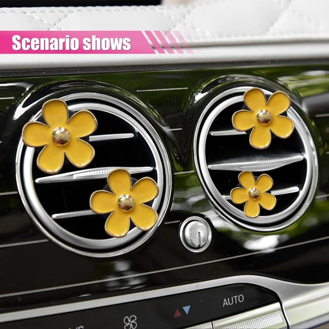 Alt view image 5 of 6 - 4PCS Daisy Air Vent Clips, Cute Flower Air Clip, Car Air Conditioning Outlet Clip, Car Diffuser Vent Clip Charm, Car Interior Decorations Accessories for Women (Yellow)