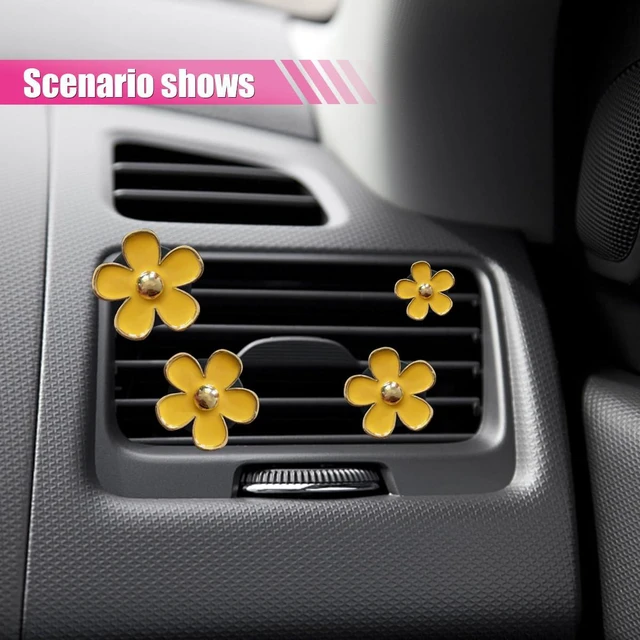Alt view image 4 of 6 - 4PCS Daisy Air Vent Clips, Cute Flower Air Clip, Car Air Conditioning Outlet Clip, Car Diffuser Vent Clip Charm, Car Interior Decorations Accessories for Women (Yellow)