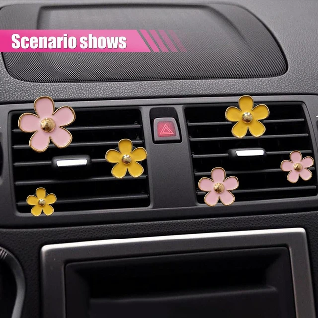 Alt view image 6 of 6 - 4PCS Daisy Air Vent Clips, Cute Flower Air Clip, Car Air Conditioning Outlet Clip, Car Diffuser Vent Clip Charm, Car Interior Decorations Accessories for Women (Yellow)